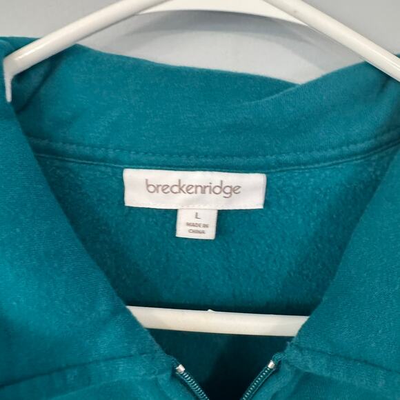 Breckenridge Teal Sunflower Full Zip Sweatshirt / Jacket Size Large w/ Pockets - Picture 4 of 8